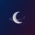 A stylized crescent moon is depicted against a dark gradient background transitioning Royalty Free Stock Photo