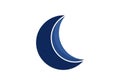 Stylized crescent moon illustration. The design features a dark blue crescent with a gradient Royalty Free Stock Photo
