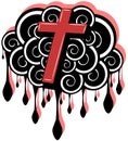 Stylized cross on black cloud isolated Royalty Free Stock Photo
