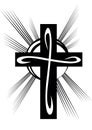 Stylized cross in black on a white background, vector illustration