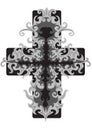 Stylized cross in black on a white background, vector illustration