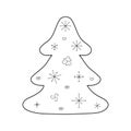 Stylized cute Christmas tree. Outline style. Vector illustration for dÃÂ©cor, greeting cards, posters, prints for clothes, emblems