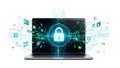 Cybersecurity Concept with Locked Computer on White Background Royalty Free Stock Photo