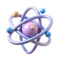 Stylized 3d atomic model with orbiting electrons and central nucleus Royalty Free Stock Photo