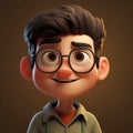 Stylized 3d Boy Character Art: Pixar-inspired Jin With Beard, Glasses