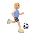 Stylized 3D boy playing soccer. Royalty Free Stock Photo