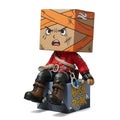 Angry Box Head Climber Sitting on High Peak Royalty Free Stock Photo