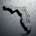 Stylized 3D Florida Map with Major Cities on Dark Textured Background Royalty Free Stock Photo