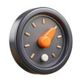 Stylized 3d gauge meter with orange pointer isolated on transparent background Royalty Free Stock Photo