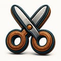 Stylized 3D icon of crossed scissors cutting tool Royalty Free Stock Photo