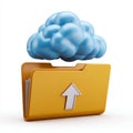 Cloud upload icon with folder and up arrow Royalty Free Stock Photo