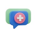 3D Medical Chat Bubble Icon with Plus Sign and Pink Circle on White Background health healthcare Royalty Free Stock Photo