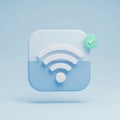 Stylized 3D Wi- Fi Icon with Checkmark on Soft Blue Gradient Background Wi-Fi wireless Royalty Free Stock Photo