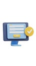 3d computer screen with successful login form and checkmark icon representing online access and approval transparent background Royalty Free Stock Photo