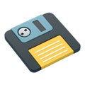 Stylized 3 D illustration of a gray floppy disk with blue and yellow accents diskette storage Royalty Free Stock Photo