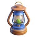Stylized 3 D illustration of a solar powered lantern with leaf emblem 3d illustration Royalty Free Stock Photo