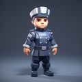 3d Low Poly Anime-inspired Character In Uniform