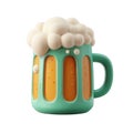 Stylized 3D Mug of Beer with Frothy Head and Orange Liquid stock (976 Royalty Free Stock Photo
