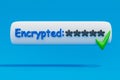 stylized 3D password form for web browser login floating over blue infinite Background green checkmark secure password and