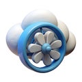 Blue fan with white clouds propeller blades image Royalty Free Stock Photo