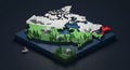 Stylized 3D render of Canada low poly map Royalty Free Stock Photo