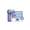 3D Cybersecurity Scan Complete Icon Handheld Detection Tool Checking Computer Monitor for Virus and Malware Resulting in System Se Royalty Free Stock Photo