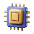 Stylized 3d render of a microchip processor, central processing unit icon Royalty Free Stock Photo