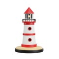 Stylized 3D Render of a Red and White Lighthouse on a Sandy Base beacon nautical Royalty Free Stock Photo
