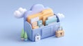 A stylized 3d render of secure cloud file storage and data protection Royalty Free Stock Photo