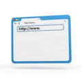 3D Rendered Web Browser Window with URL Bar and Blank Content Area on a White Background Royalty Free Stock Photo