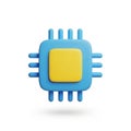 3D Rendered Blue and Yellow Microchip Processor Icon on White Background computer Royalty Free Stock Photo