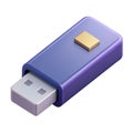 Stylized 3d rendered purple usb flash drive for data storage and transfer Royalty Free Stock Photo