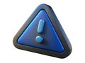 3d rendered blue exclamation mark warning sign icon with dark border Royalty Free Stock Photo