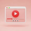 3d illustration of a video player interface with play button and controls Royalty Free Stock Photo