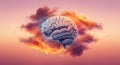Abstract Brain in Fiery Clouds Royalty Free Stock Photo