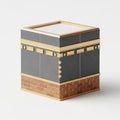 Stylized 3D Kaaba Model with Gold and Brick Accents on White Background Mecca Islam Royalty Free Stock Photo