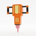Stylized 3D Rendering of an Orange and Yellow Jackhammer with Pink Drill Bit tool construction Royalty Free Stock Photo