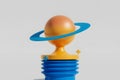 Stylized 3D Rendering of a Saturn-like Object with Geometric Accents Royalty Free Stock Photo