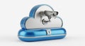 Cloud Shaped Security System with Surveillance Camera and Lock Symbol CCTV Royalty Free Stock Photo