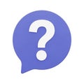A3D Rendered Blue Speech Bubble with a White Question Mark Inside on a White Background Royalty Free Stock Photo