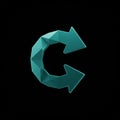 A stylized, 3D turquoise arrow icon forms a circular shape on a black background. The Royalty Free Stock Photo