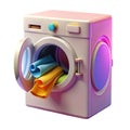 A stylized 3d washing machine with an open door and colorful clothes inside Royalty Free Stock Photo