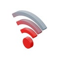 3D Wi- Fi Signal Icon with Red and Gray Arcs on White Background wifi wireless Royalty Free Stock Photo