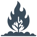 Stylized Dark Blue Icon Depicting a Tree Engulfed in Flames Representing a Wildfire Disaster Royalty Free Stock Photo