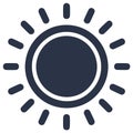 Stylized Dark Blue Sun Icon Symbol with Radiating Rays for Weather or Digital Design Element Royalty Free Stock Photo