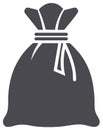 Stylized dark grey silhouette of a tied drawstring bag with a full, rounded shape Royalty Free Stock Photo