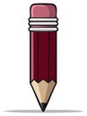 A stylized dark red graphite pencil with a pink eraser and a sharp graphite point casting a shadow Royalty Free Stock Photo