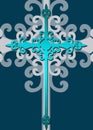 Stylized decorative blue cross