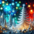 Stylized decorative colorful ornamental Christmas tree illustration