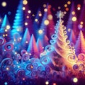 Stylized decorative colorful ornamental Christmas tree illustration
